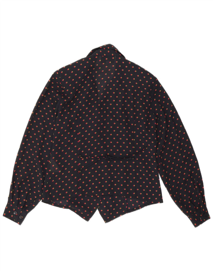 Blusa feminina Nygard cropped EUA 6 médio azul marinho floral poliéster