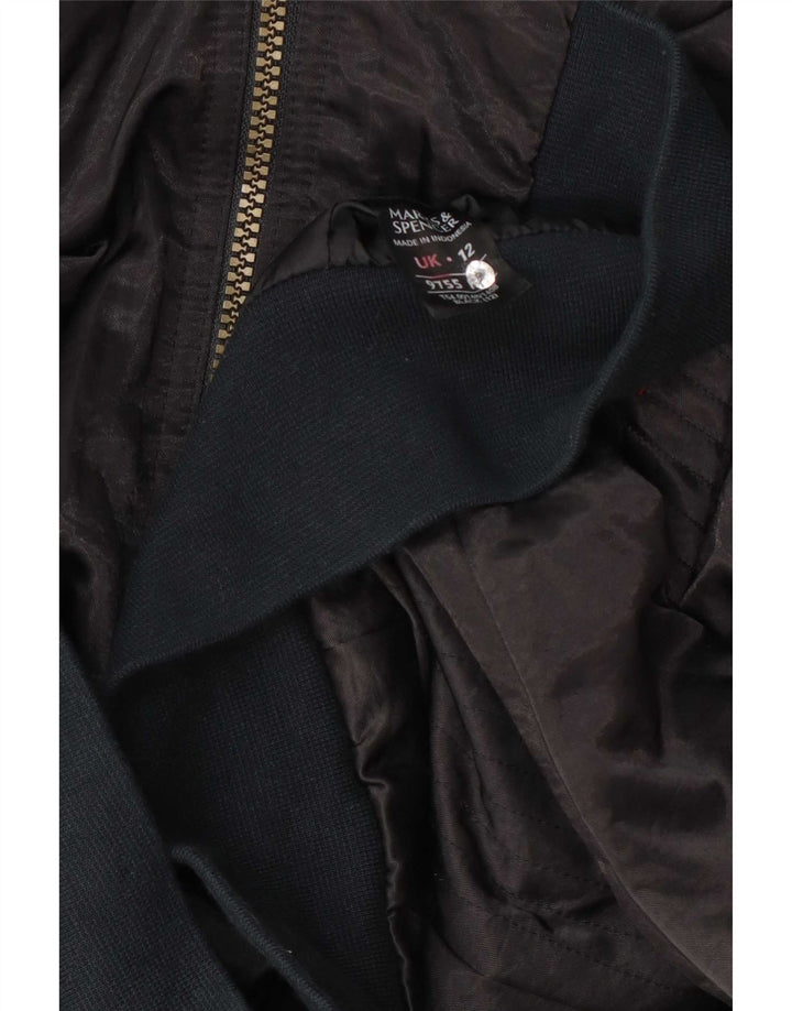 Jaqueta bomber feminina Marks & Spencer Reino Unido 12 bloco colorido preto médio