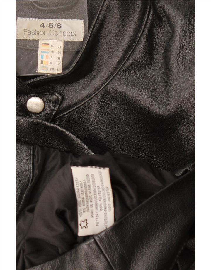Jaqueta de couro de motociclista feminina VINTAGE Reino Unido 8 pequena de couro preto
