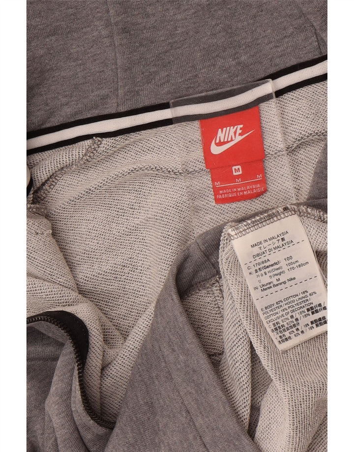 Suéter Nike masculino com capuz e zíper cinza médio algodão