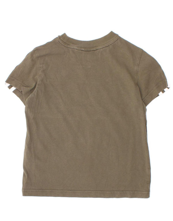 Camiseta Adidas Meninos Graphic Top 5-6 Anos Cáqui Colorblock Algodão