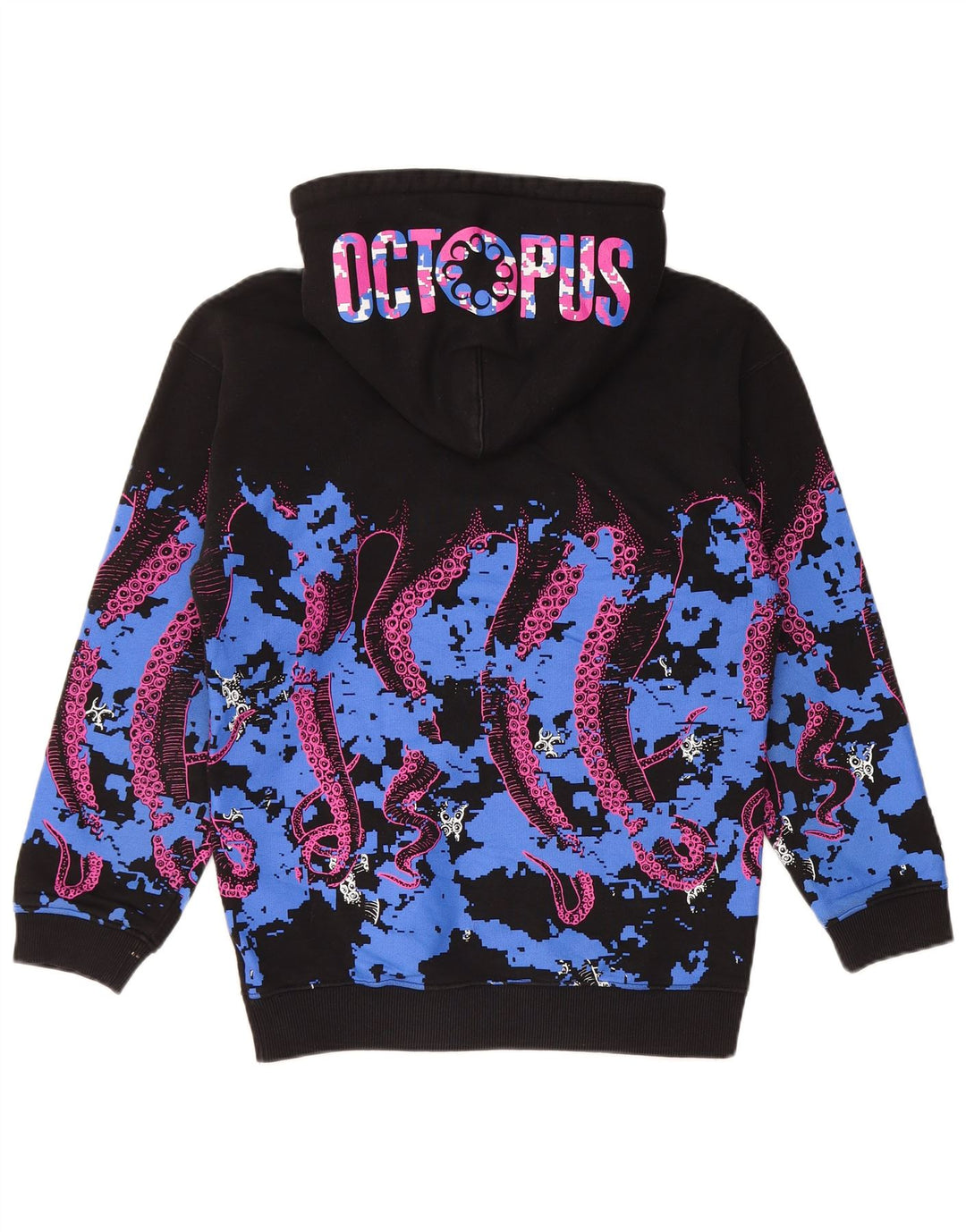 Jumper com capuz gráfico masculino OCTOPUS pequeno algodão colorido preto