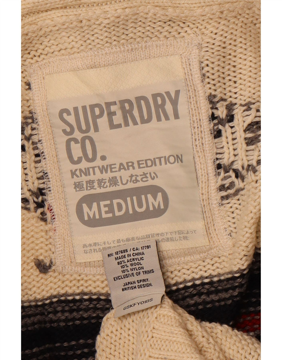 Suéter cardigã feminino Longline SUPERDRY UK 14 Médio Off White