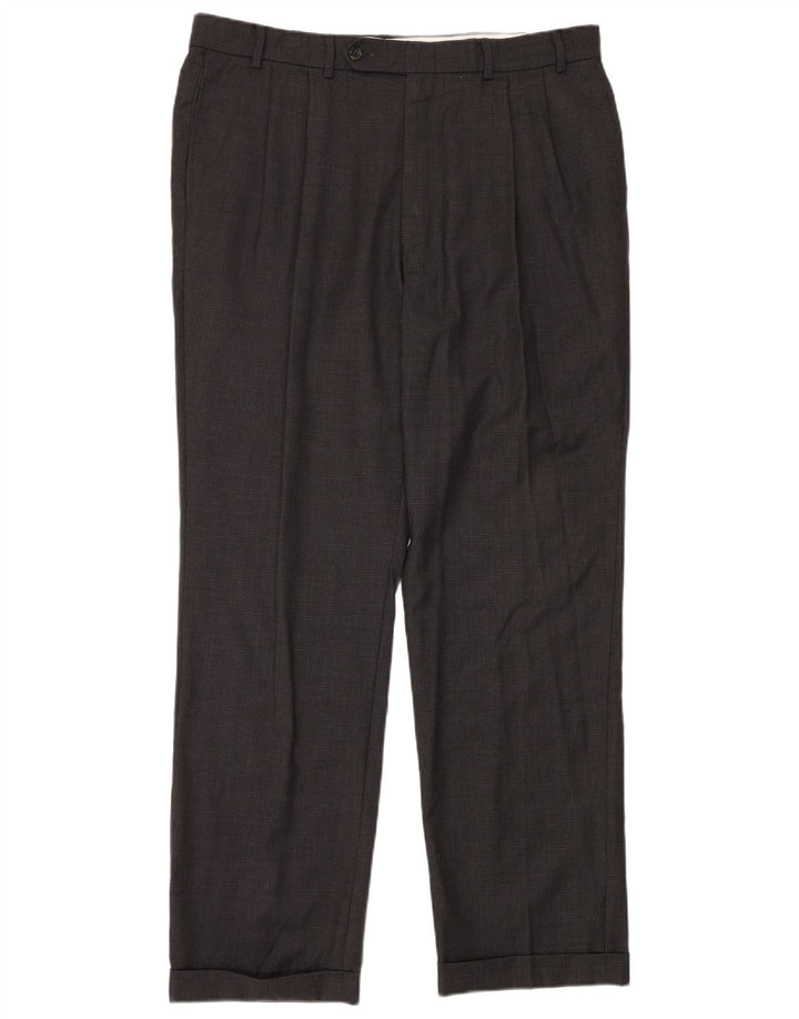 Calça masculina NAUTICA Pegged Suit W38 L32 cinza xadrez lã