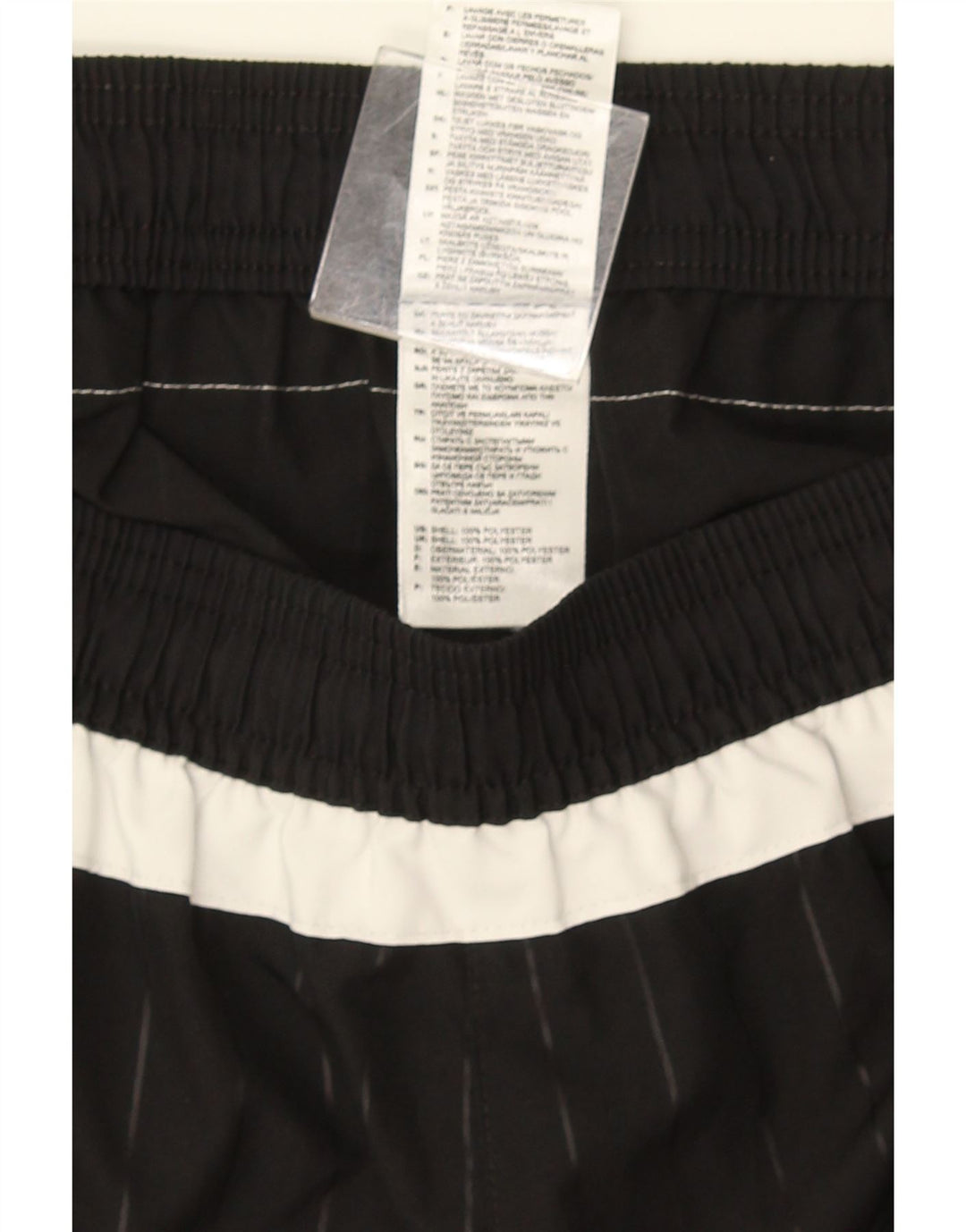 Shorts esportivos masculinos Adidas grande poliéster listrado preto