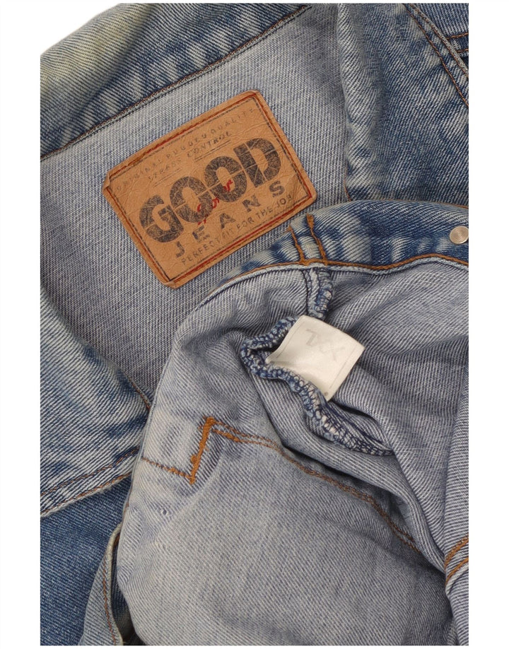 Jaqueta jeans masculina vintage UK 44 2XL algodão azul