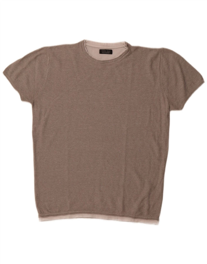 Camiseta masculina ZARA cinza médio