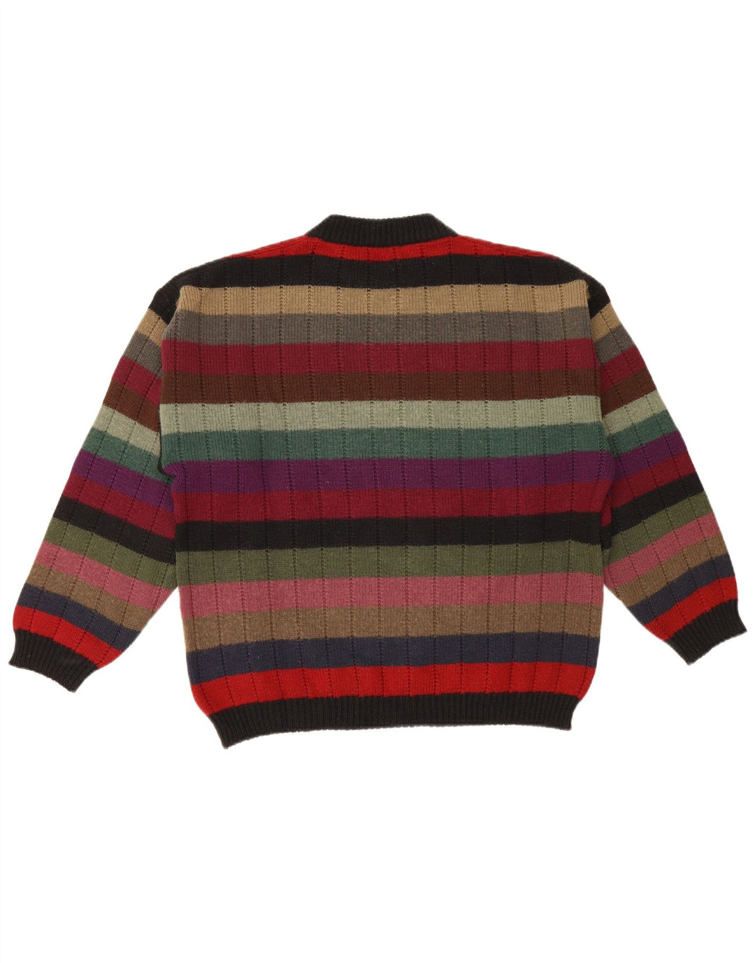 Suéter masculino vintage com gola redonda e listrado médio multicolorido