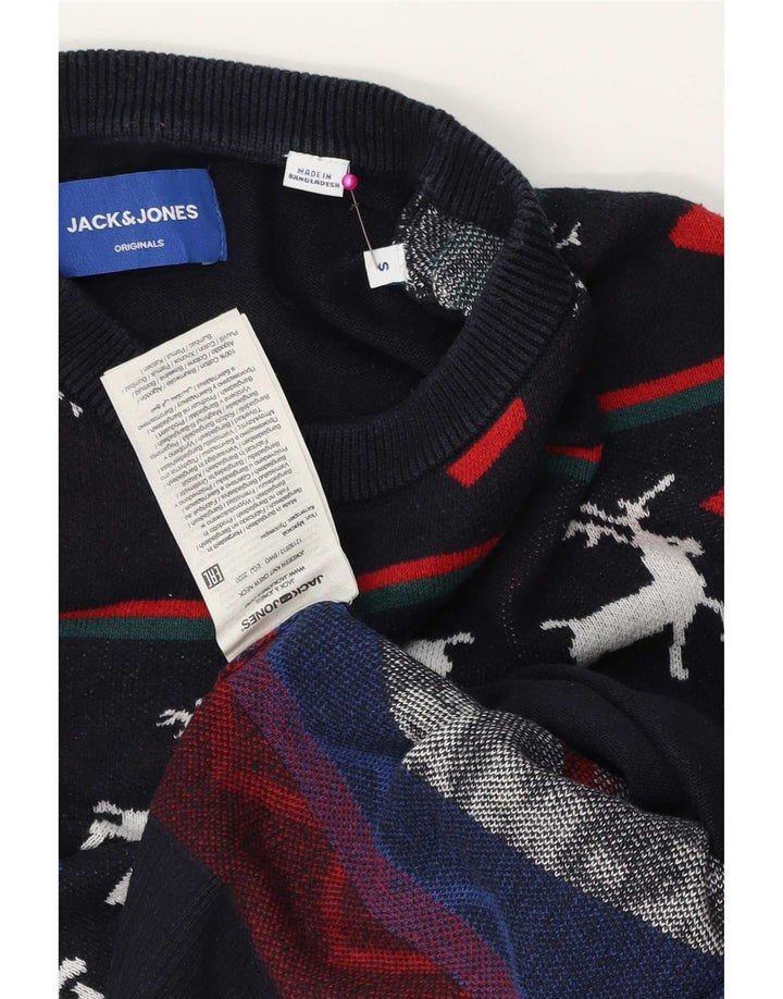 Suéter masculino Jack & Jones com gola redonda pequeno azul marinho natal