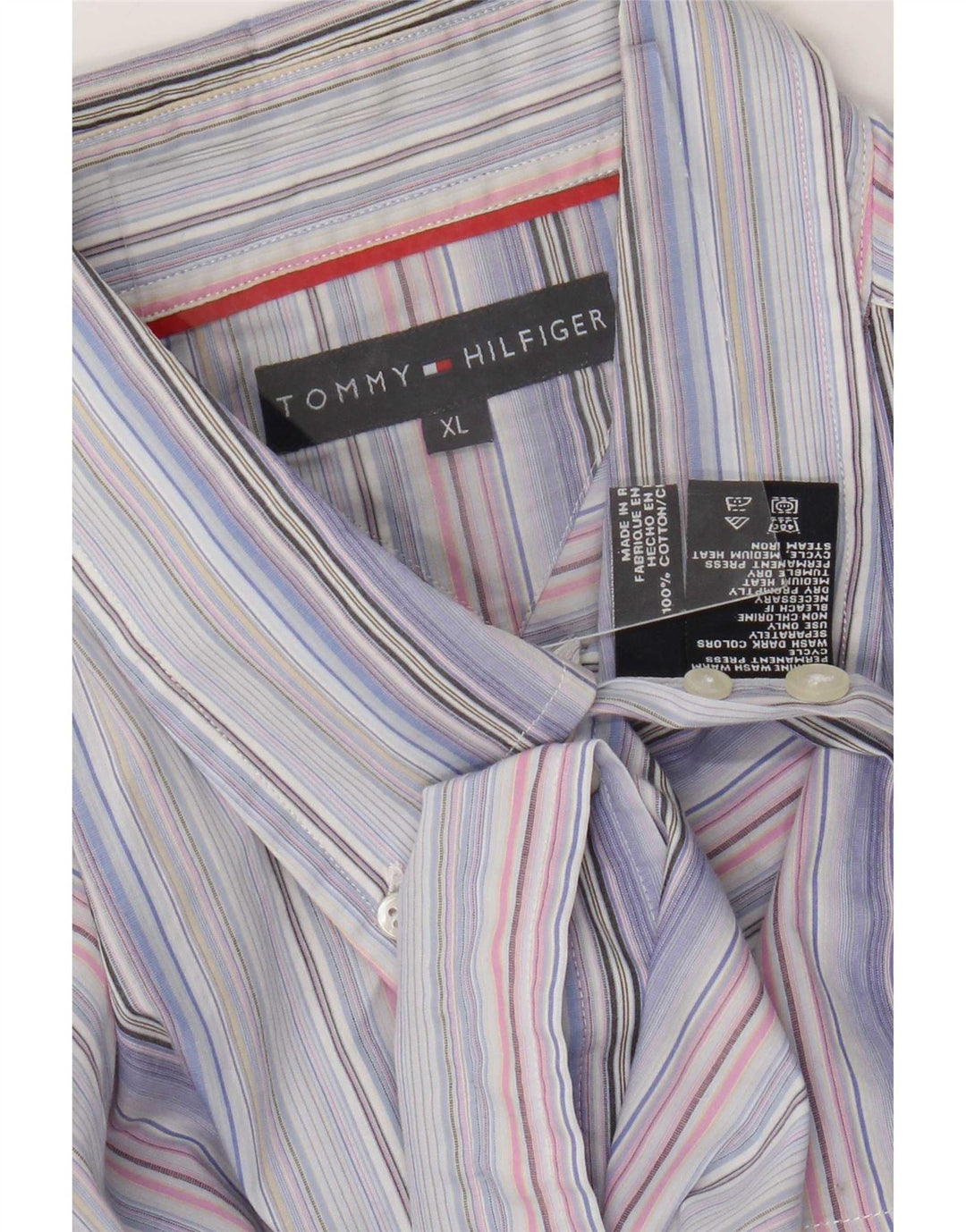 Camisa masculina Tommy Hilfiger XL listrada azul algodão