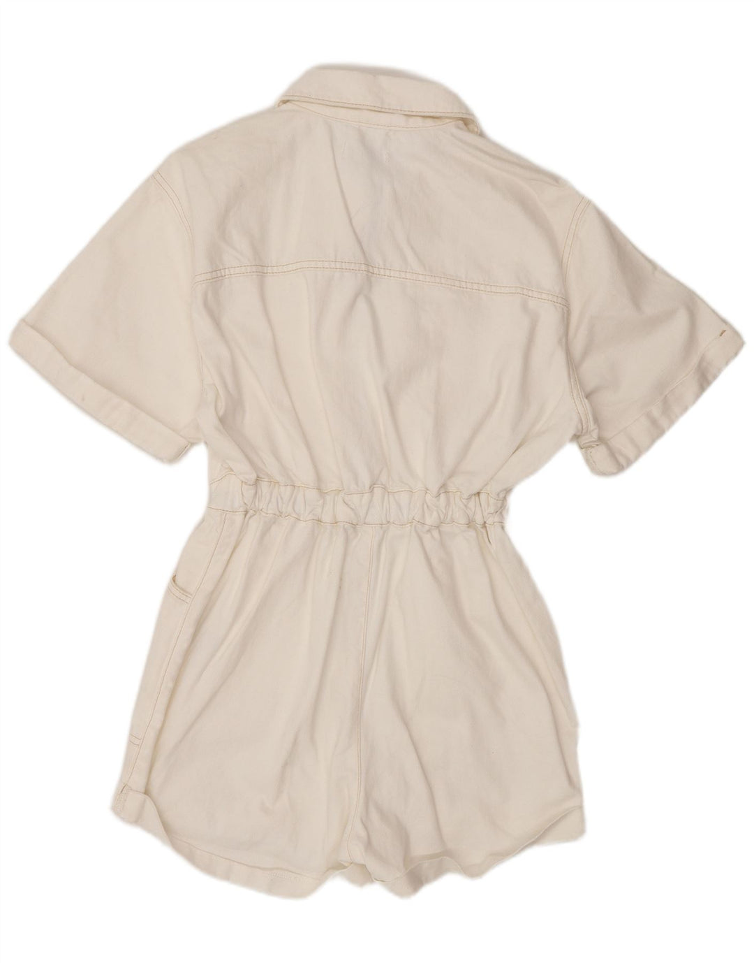 Macacão jeans feminino Topshop Reino Unido 8 pequeno algodão branco