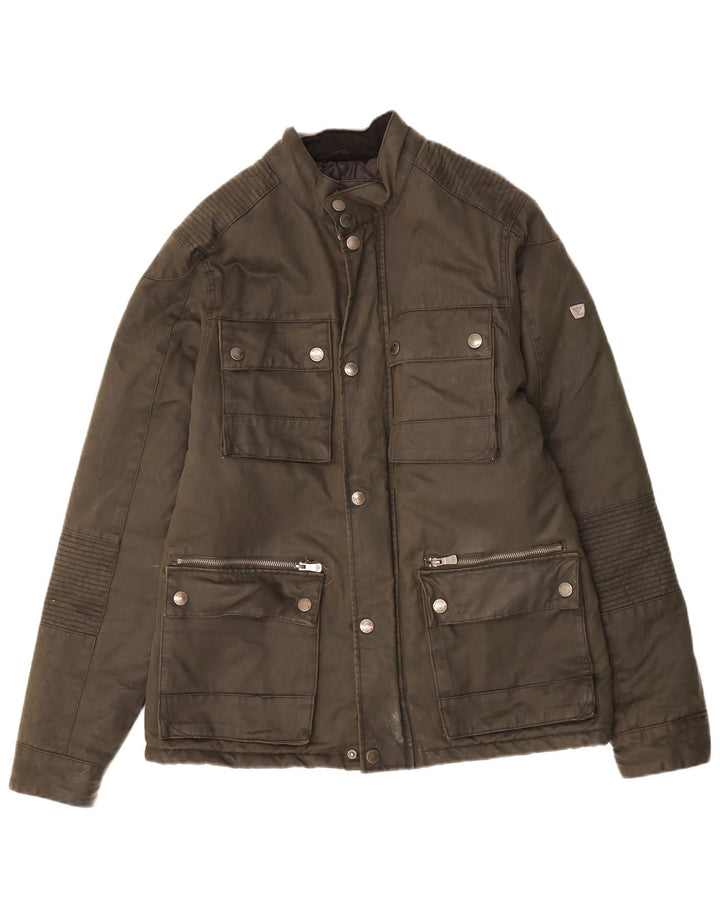 Jaqueta militar masculina MORLY'S UK 38 algodão cáqui médio