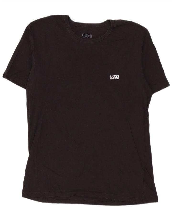 Camiseta masculina HUGO BOSS Top médio algodão preto