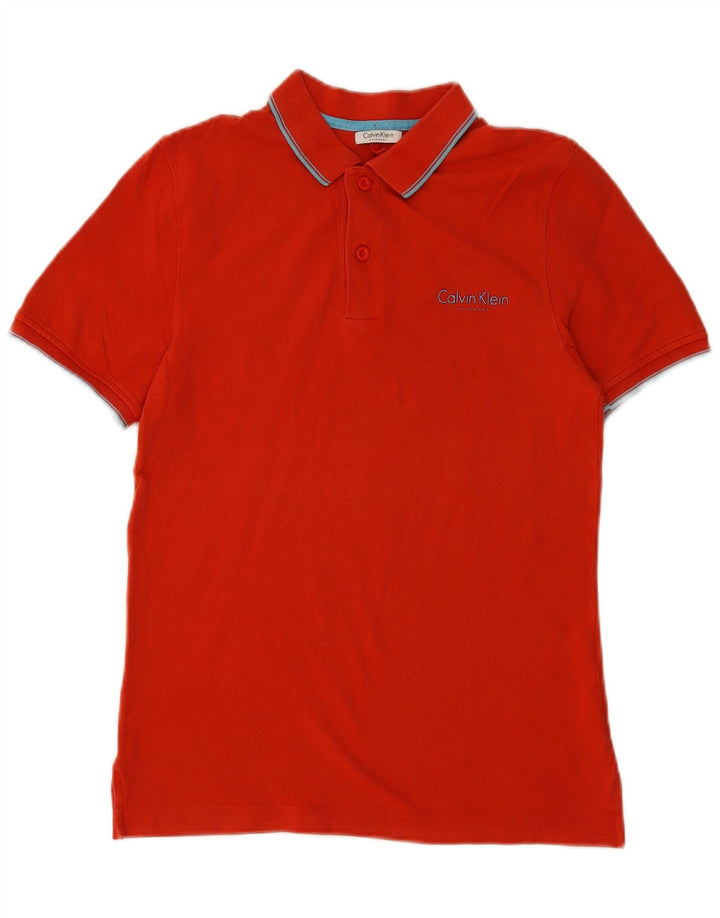 CALVIN KLEIN Camisa polo masculina pequena de algodão vermelho