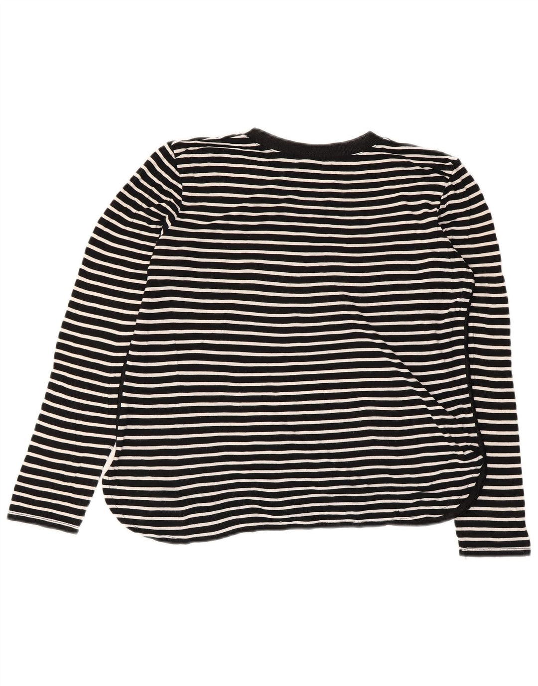 Top feminino Zara de manga comprida UK 14 listrado preto médio