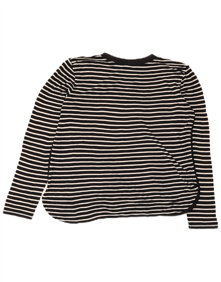 Top feminino Zara de manga comprida UK 14 listrado preto médio