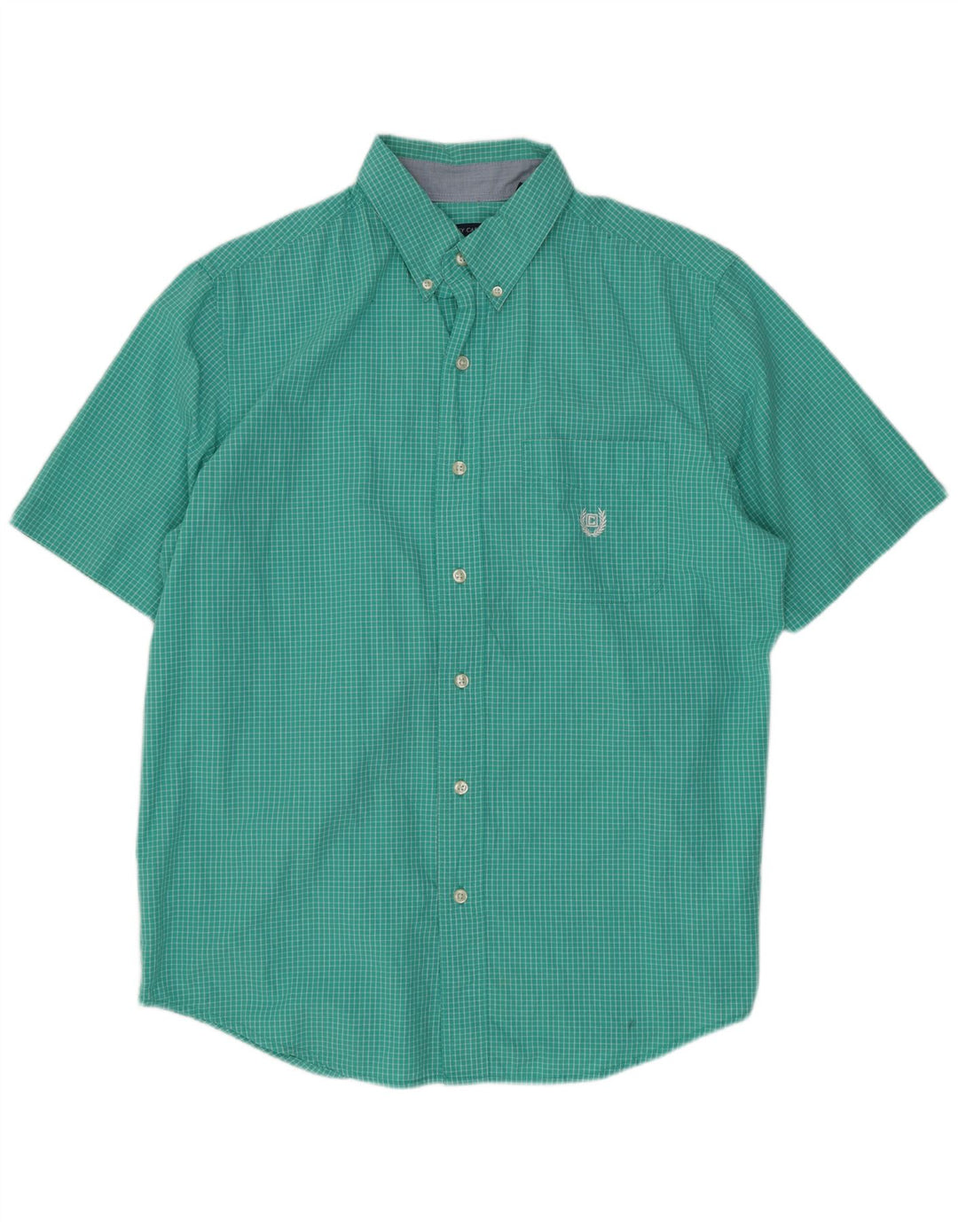 Camisa masculina de manga curta Chaps verde médio algodão guingão