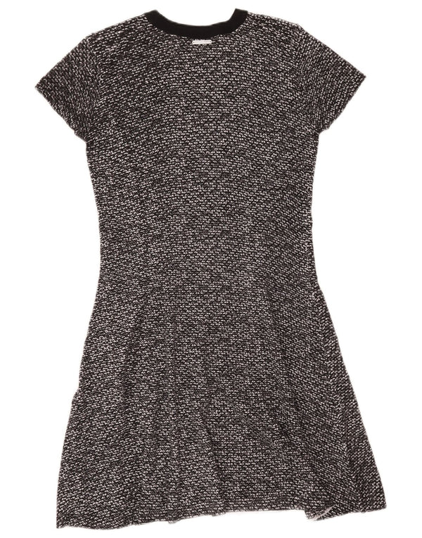 Vestido feminino linha A Michael Kors Reino Unido 12 algodão manchado preto médio