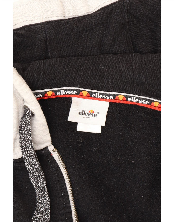 Ellesse Suéter masculino com capuz e zíper grande bloco colorido cinza