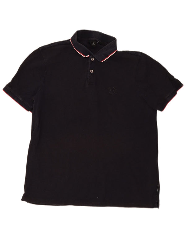 Camisa polo masculina Armani Exchange XL algodão listrado preto