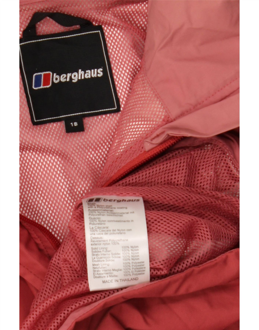 Jaqueta de chuva feminina com capuz grande BERGHAUS Reino Unido 18 XL Borgonha Nylon