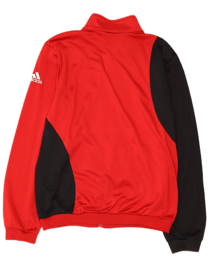 ADIDAS Mens Tracksuit Top Jacket UK 40/42 Medium Red Colourblock Poliéster