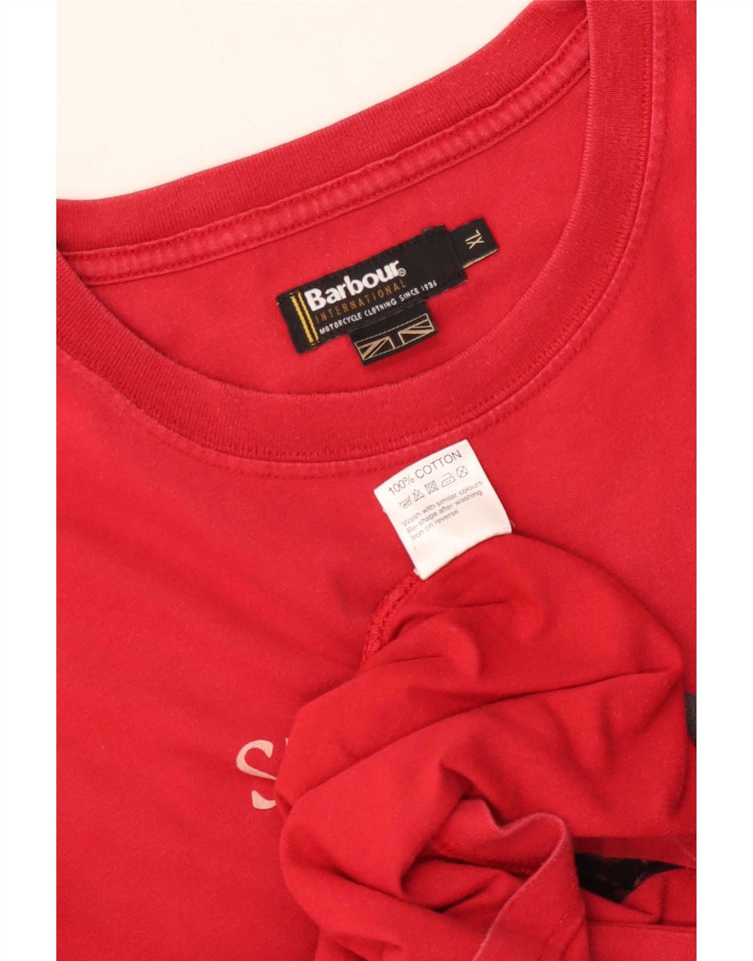 Camiseta gráfica masculina Barbour Top XL algodão vermelho