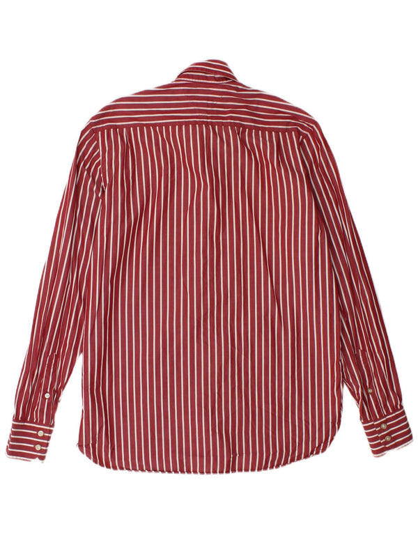 Camisa masculina Tommy Hilfiger pequena listrada vermelha de algodão