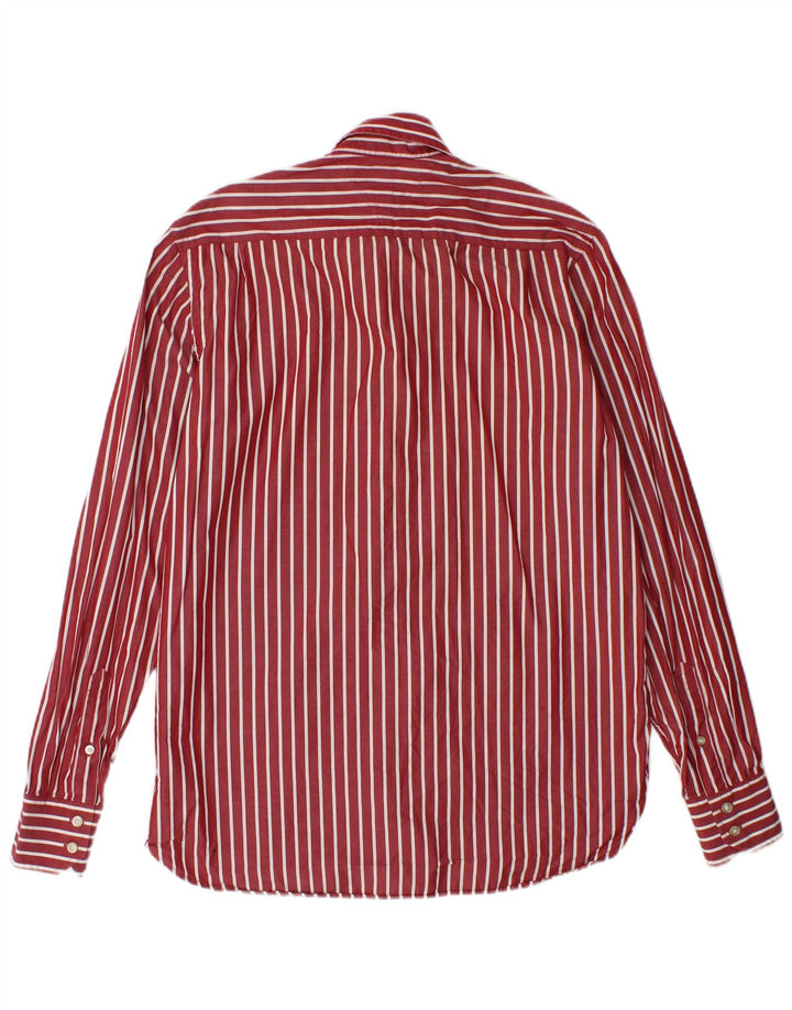 Camisa masculina Tommy Hilfiger pequena listrada vermelha de algodão