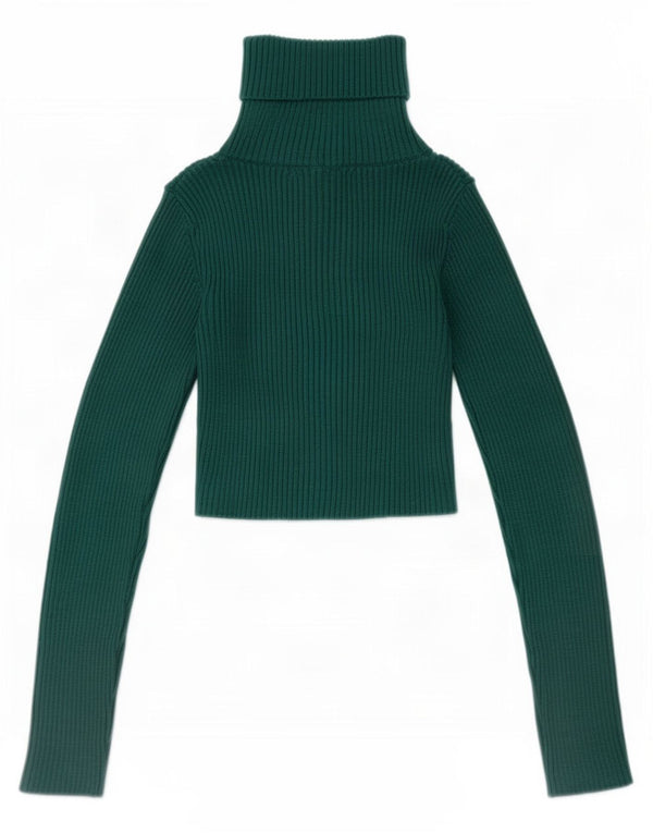 Zara Womens Crop Top Manga Longa Reino Unido 8 Pequeno Verde Viscose