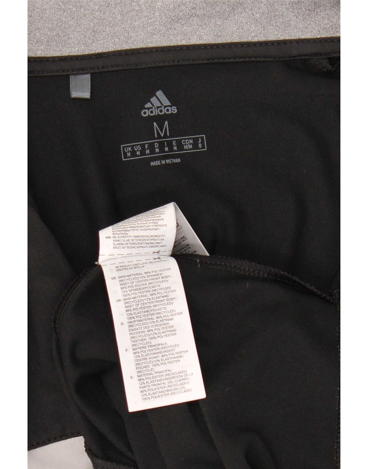 Adidas Mens Zip Neck Pullover Treino Top Médio Preto Colorblock