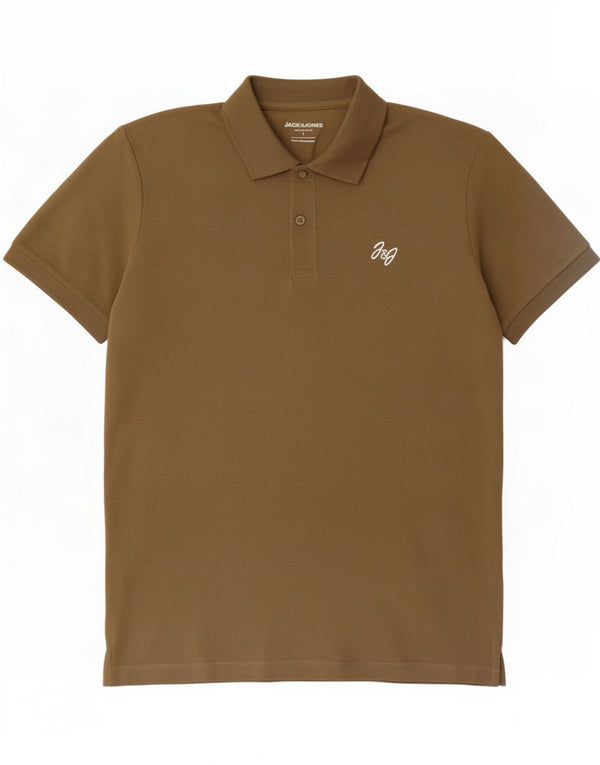 Camisa polo masculina Jack & Jones grande algodão cáqui