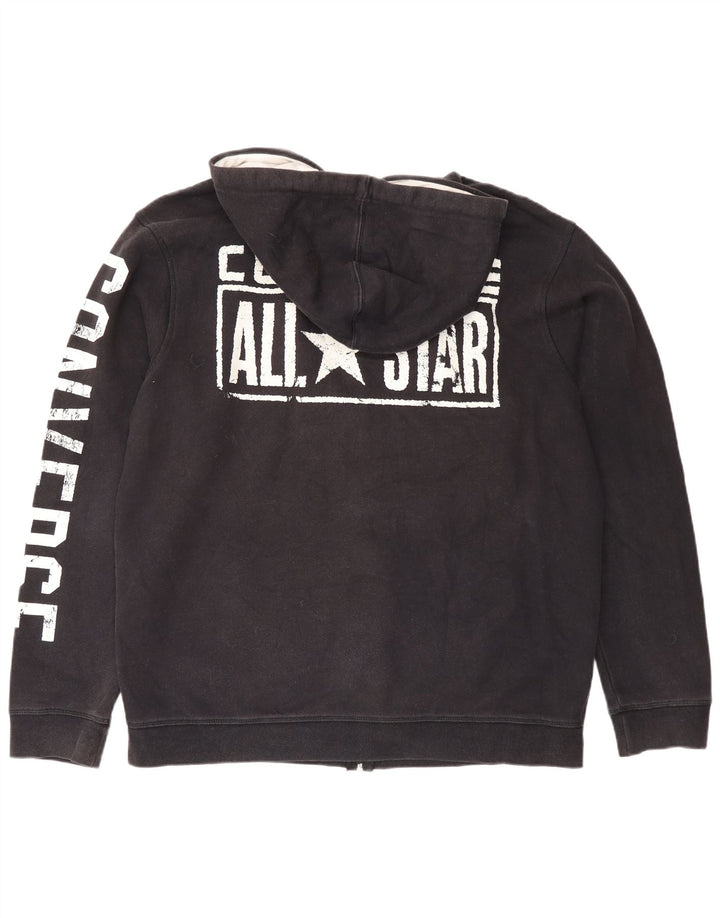 Suéter Converse masculino com capuz e zíper gráfico grande algodão preto