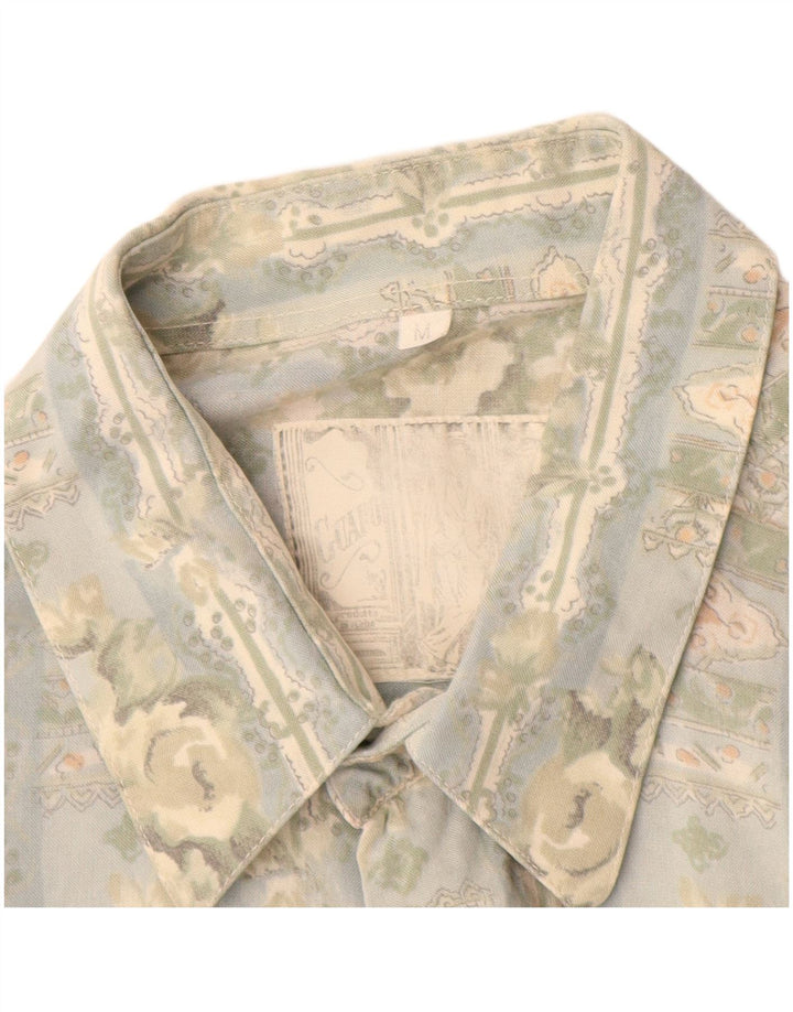 Camisa Masculina Vintage Média Azul Floral