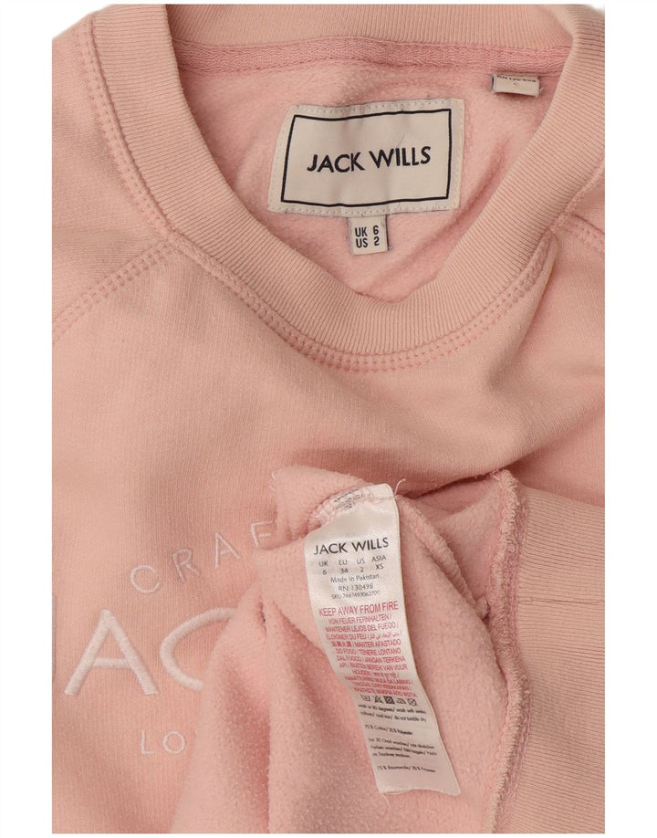 Jack Wills moletom feminino grande com estampa gráfica Reino Unido 6 pequeno rosa