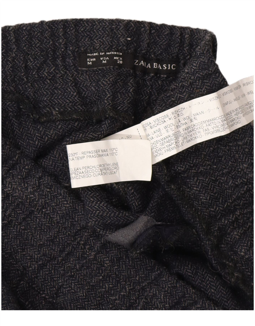 Calça jogger feminina Zara médio W28 L27 azul marinho espinha de peixe viscose