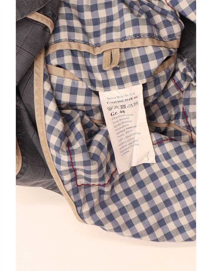 Jaqueta blazer masculina de 2 botões CAMEL ACTIVE IT 48 algodão xadrez azul médio