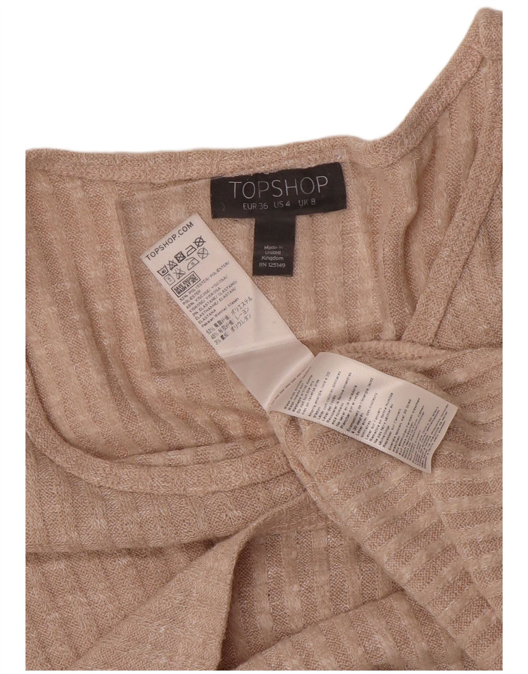 Topshop feminino colheita oversized manga comprida Reino Unido 8 pequeno bege