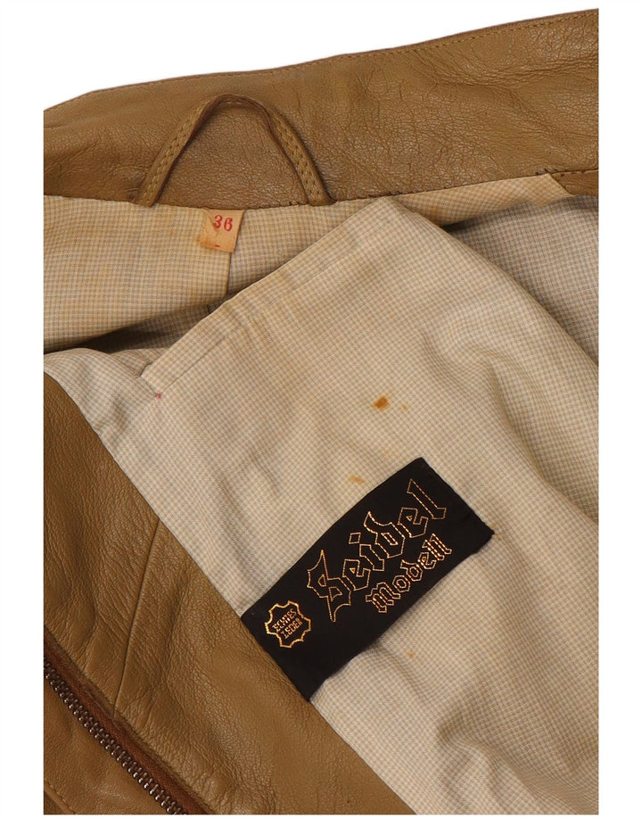 Jaqueta de couro feminina vintage EU 36 couro marrom pequeno