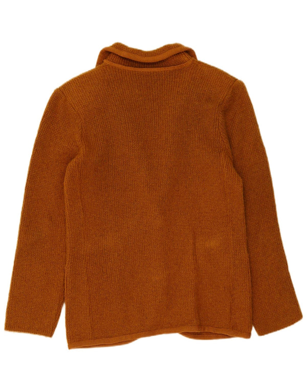 Jaqueta blazer feminina vintage de malha com 2 botões Reino Unido 14 marrom médio