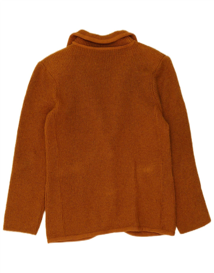 Jaqueta blazer feminina vintage de malha com 2 botões Reino Unido 14 marrom médio