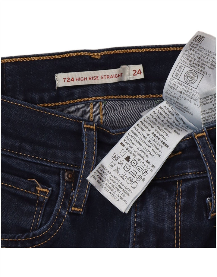 Calça jeans feminina Levi's 724 High Rise Straight W24 L30 azul algodão