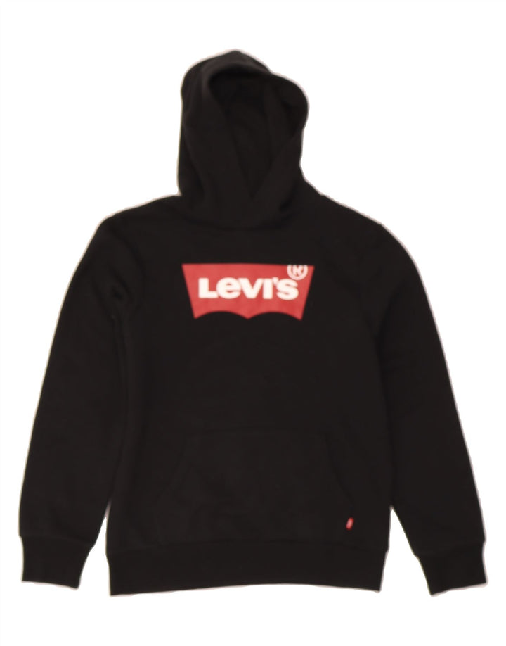 LEVI'S Boys Graphic Hoodie Jumper 13-14 Years Black Cotton Vintage Levi's and Second-Hand Levi's from Messina Hembry 
