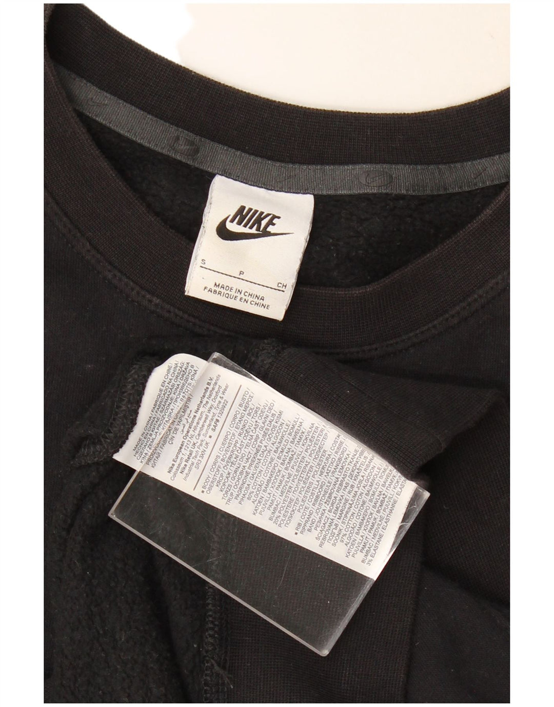 NIKE Mens Graphic Moletom Jumper Pequeno Algodão Preto