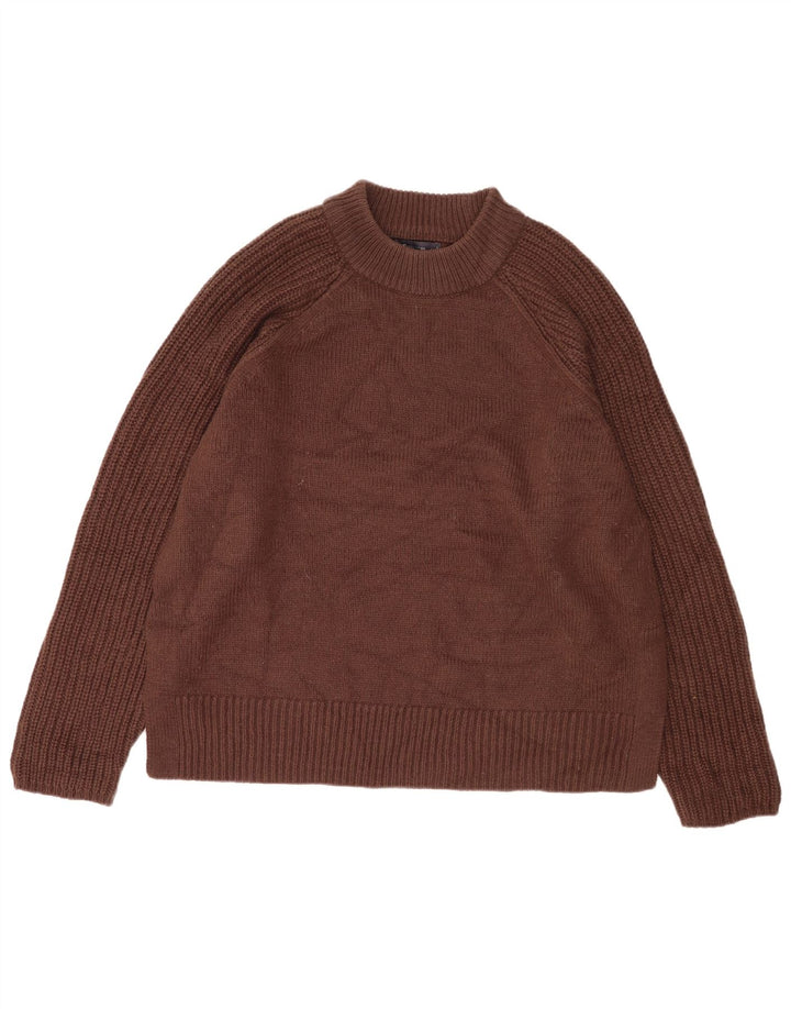 Suéter masculino Marks & Spencer com gola tartaruga grande acrílico marrom