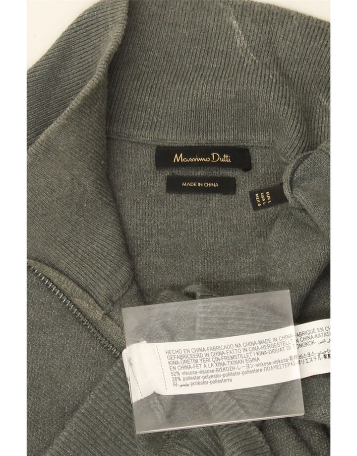 Suéter masculino Massimo Dutti com zíper e gola grande viscose cinza