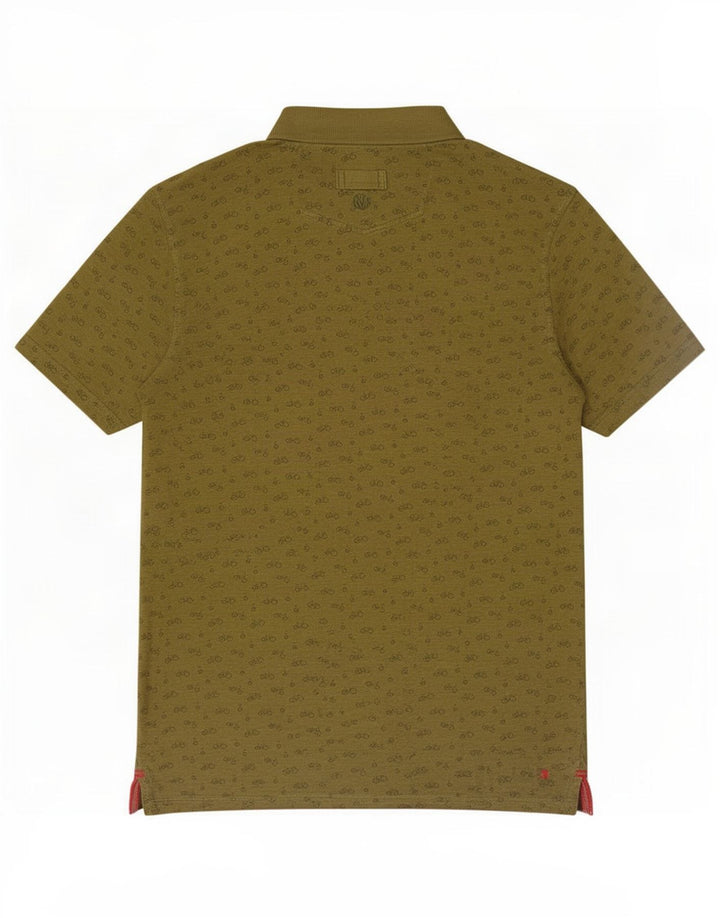Camisa polo masculina com padrão abstrato Fat Face de algodão cáqui médio