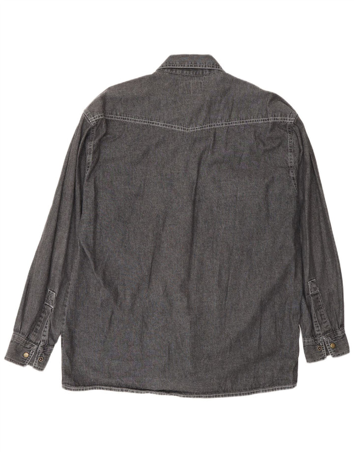 Camisa masculina vintage grande algodão cinza