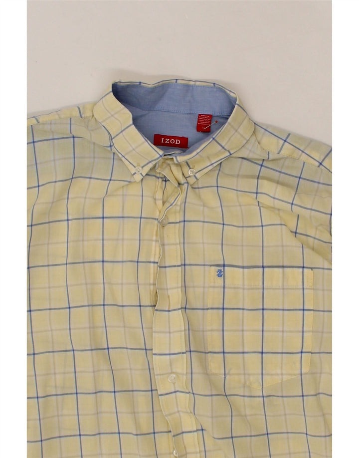 IZOD Mens Shirt Medium Yellow Check Cotton Vintage Izod and Second-Hand Izod from Messina Hembry 