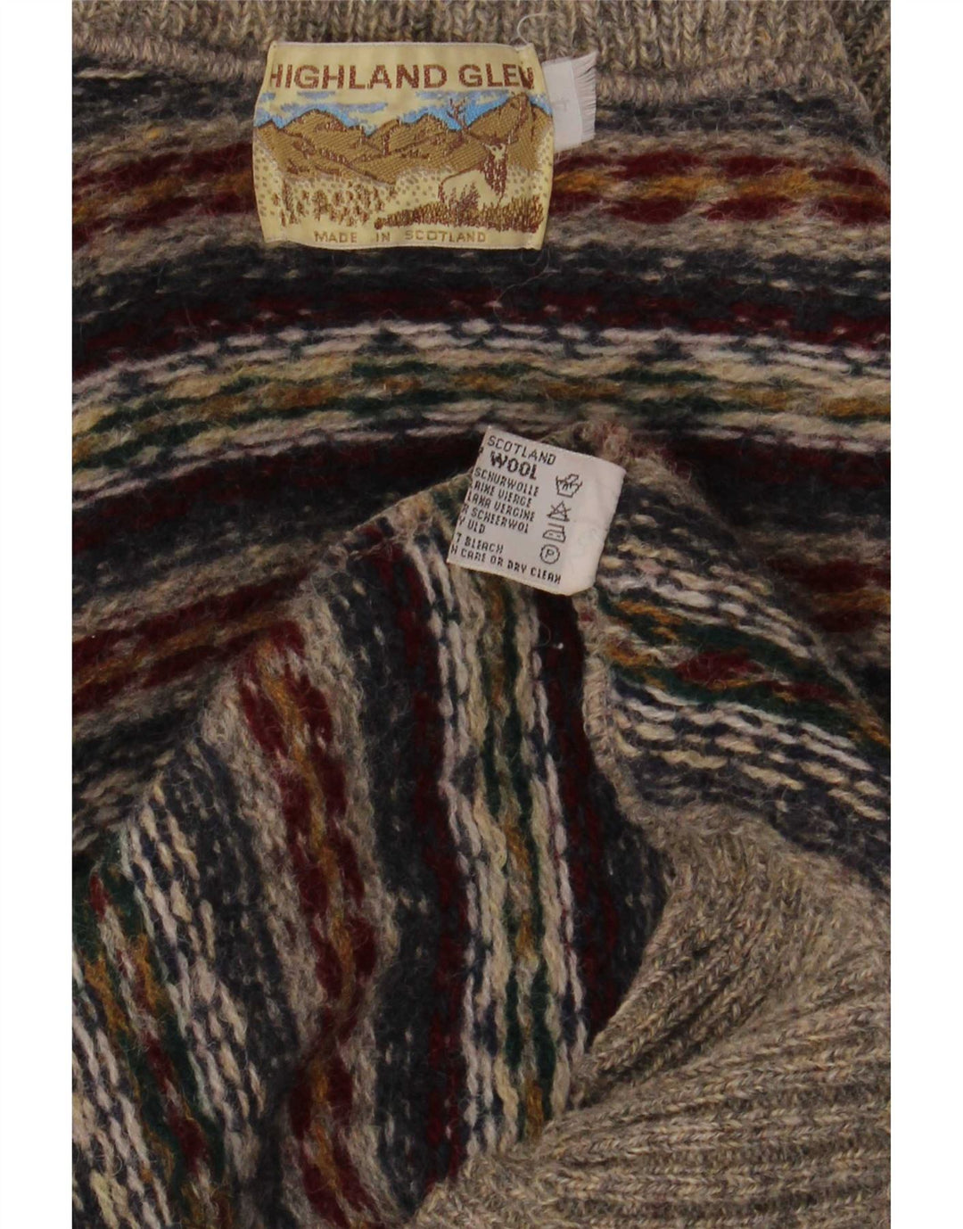 Suéter masculino Highland Glen com gola com botão e lã Fair Isle cinza médio